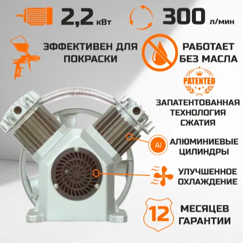 Компрессорная голова DB-30-2.2 (безмасляная) - основной вид