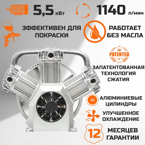 Компрессорная голова DB-75-5.5 (безмасляная) - основной вид
